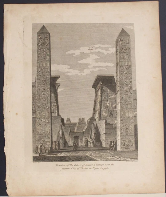 Luxor Luxor Temple Egypt 1801 Hawkwesworth & Cooke Antique Copper Engraved View