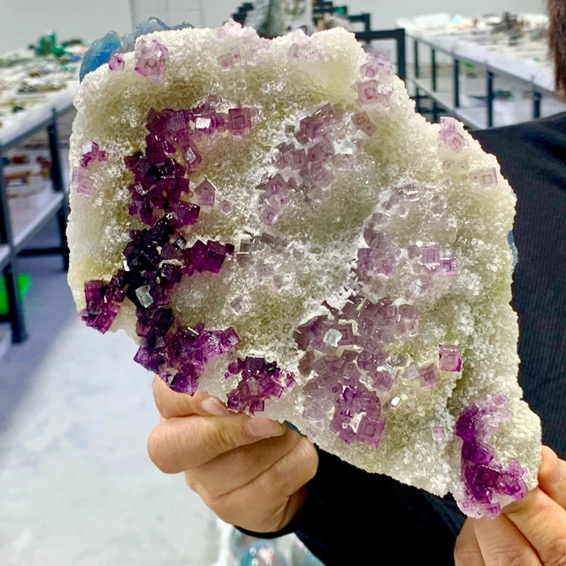 3.14LB Natural  purple cubic fluorite cluster mineral samples