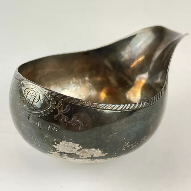 Antique Georgian Solid Silver Pap Boat 11cm X 6.5cm