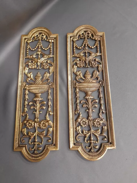 2 Brass Door Finger Plates, Very Ornate & Decorative, Reclaimed