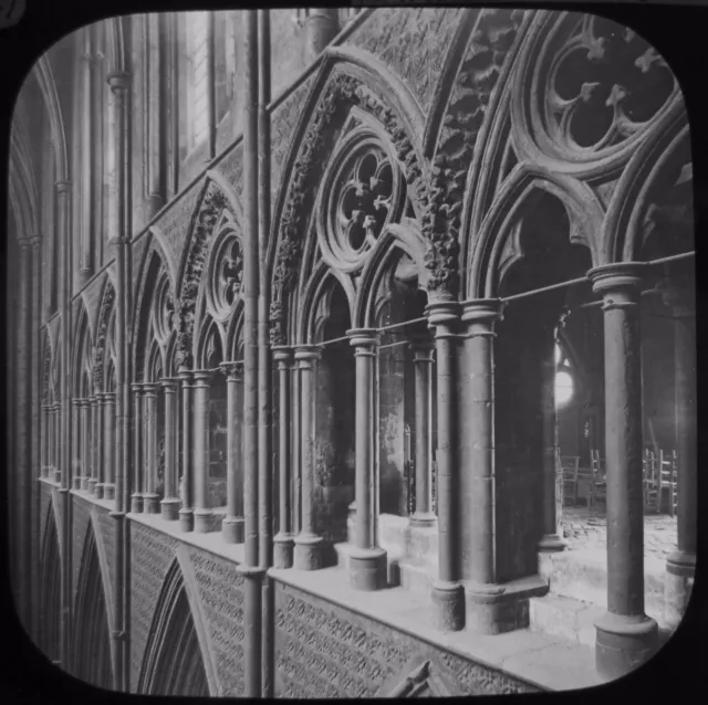 Glass Magic Lantern Slide WESTMINSTER ABBEY TRIFORIUM ARCHES C1890 PHOTO LONDON