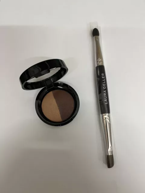 LAURA GELLER Baked Eye Shadow Duo Honey Butter/Bordeaux Buzz 1.8g + Brush