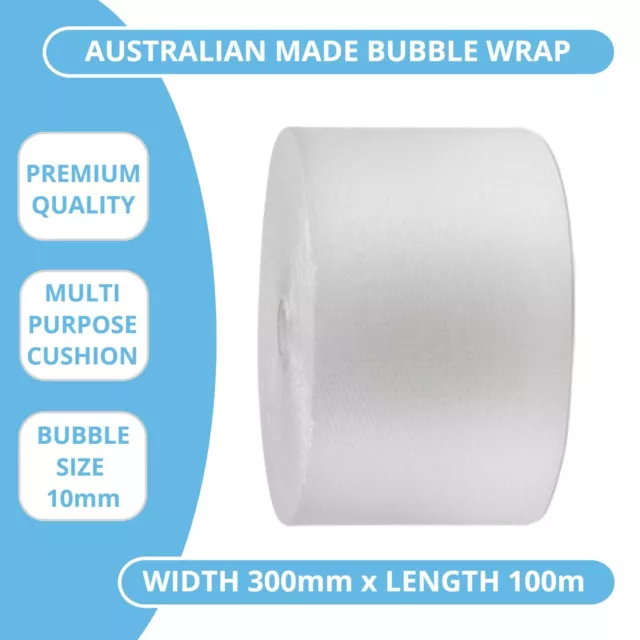 Bubble Wrap 300mm x 100m Cushioning Clear Bubbles Size 10mm 100 Metres Roll