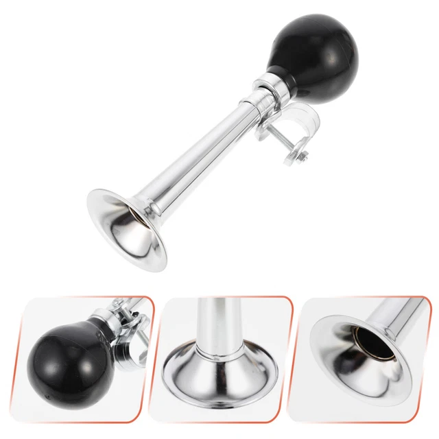 Clacson Per Bici A Pressione - Trombetta Metallica Con Pompa In Gomma, Rosso - Foto 7