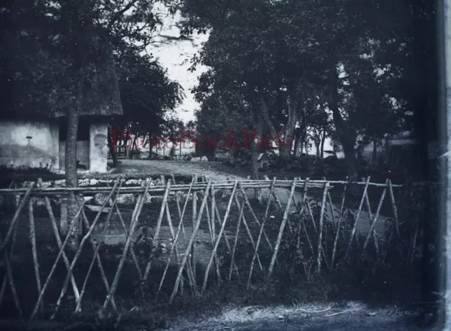 Paysage Maison c1935 Photo NEGATIVE Plaque de verre Stereo Vintage V33L24n