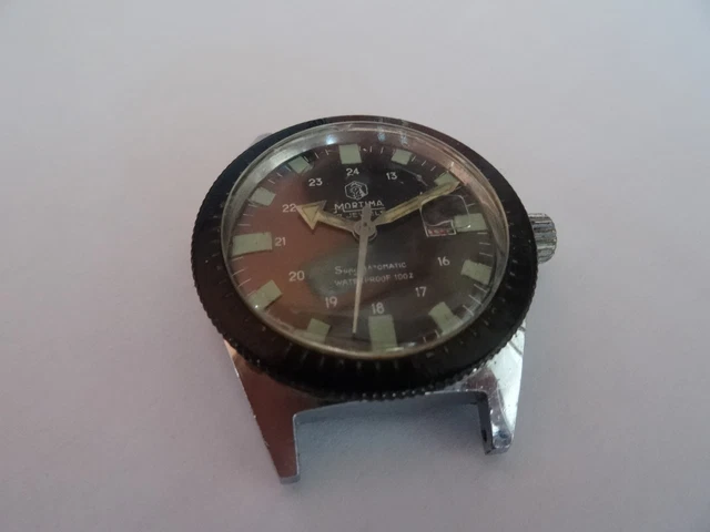 Montre De Plongée Vintage Mortima 17 Rubis - Mécanique à Remontage Manuel - Boîtier Acier Inox Argenté, Bracelet Noir - Style Plongeur étanche