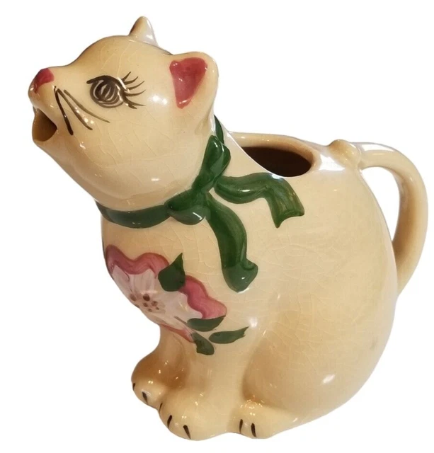 Vintage Cat Heart Pitcher Roseville Alpine Pottery Ohio 1998