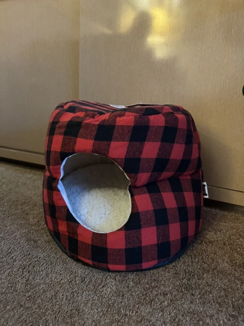 Cat Bed 2 In 1 Round Plush Fluffy Hooded Cat Bed Self Warming Pet Small Dog Bed