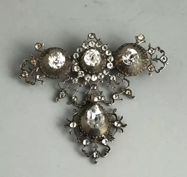 Georgian Probably French  Century Silver & Black Dot Paste Brooch c1800 A70017