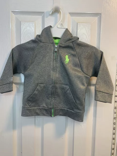 Polo Ralph Lauren Infants zip-up hoodie, 12 Months.  Grey