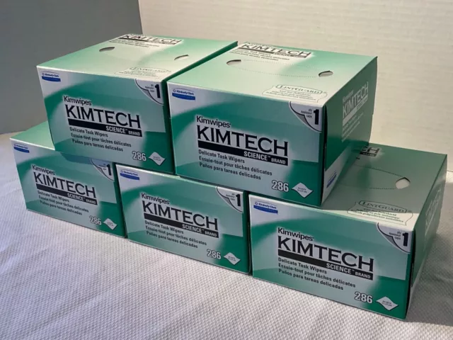 Kimwipes Delicate Task Wipes 34155, 5 Boxes of 286, 1430 Wipes Kimtech Science