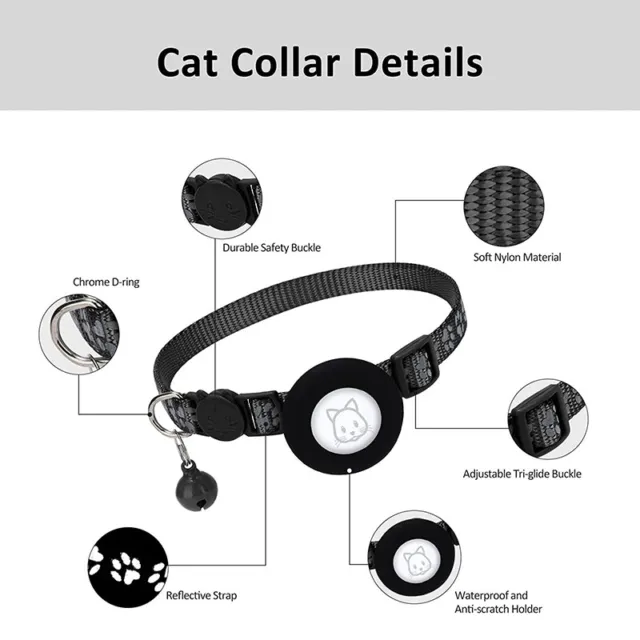 Airtag Pet Collar Reflective Nylon Adjustable Collar Anti-lost For Cat Dog