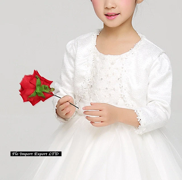 Cardigan Bambina Elegante Con Perline - Bolero Manica Lunga Per Cerimonie - Foto 8