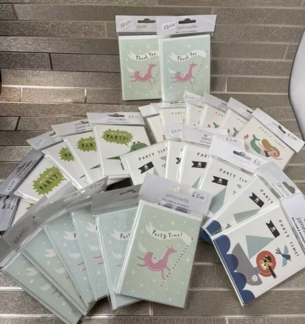 Wholesale Job lot of New James Ellis Kids Party invites and Thank you notes X20