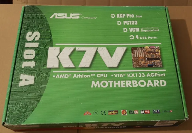 ASUS K7V Slot A AGP Mainboard OVP