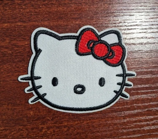 Hello Kitty Head Sanrio Japanese Cats Embroidered Iron On Patch 3x2.25"