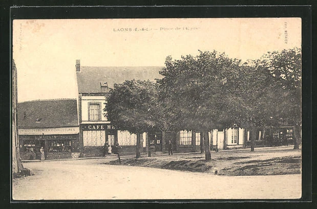 CPA Laons, Place de l´Eglise, vue partielle 1904