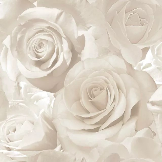 Madison Rose Paillette Floral Papier Peint Perle / Crème - Muriva 139524