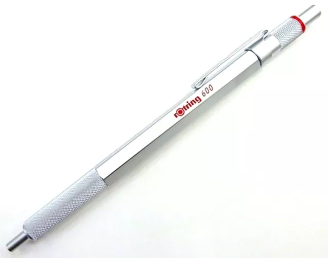 Rotring 600 Ballpoint Pen Hexagonal Pen Knurled Grip Silver New In Box Black Ink