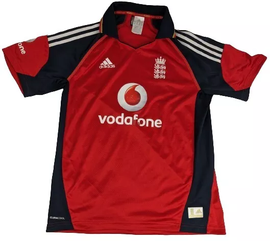 Adidas 2009/2010 Home England Cricket Shirt  Jersey Vodafone Red - Mens Medium M