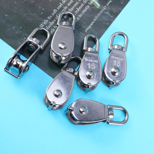 6 PCS WINCH Block Rope Hoist Pulley Open Block Pulley Swivel Pulley