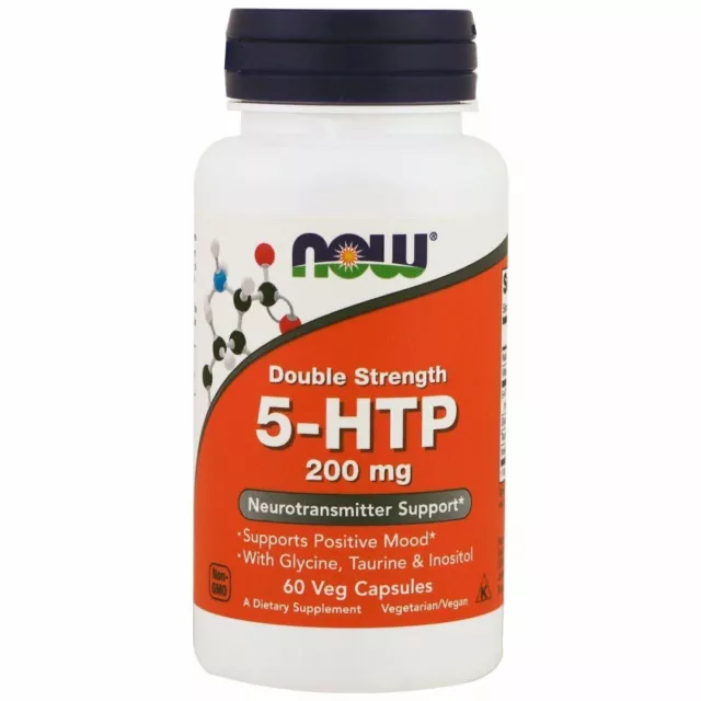 Now Foods, 5-HTP, Double Strength, 200 mg, 60 Veg Caps - EXP: JUNE 2028