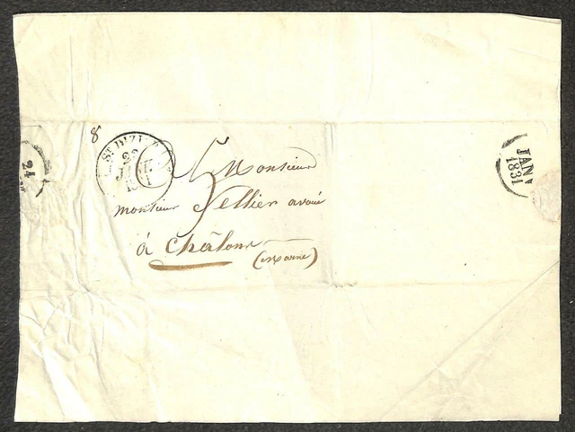 France St. Beziers To Chalon Sur Marne Business Stampless Folded Letter Cover 31