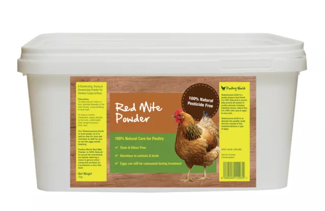Poultry World Red Mite Powder - Diatomaceous Earth, Chicken Mites, Food Grade