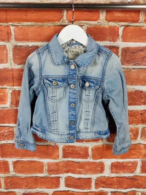 Girls Coat Age 4-5 Years Next Faded Blue Casual Denim Jean Jacket Poppers 110Cm