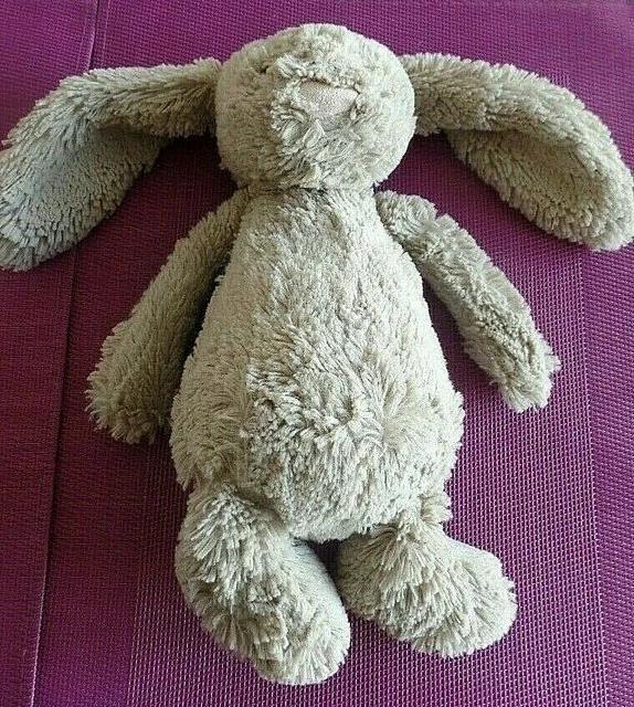 B2G / doudou peluche lapin beige marron nez rose JELLYCAT