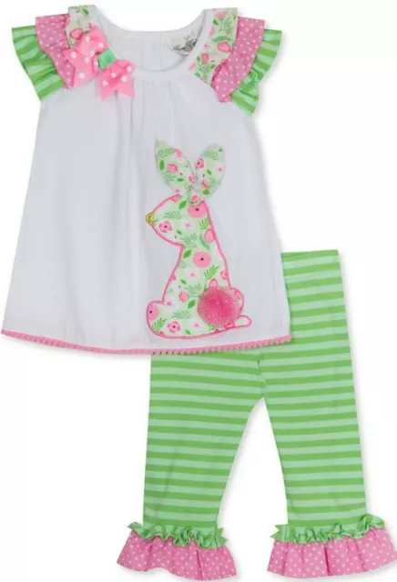 Rare Editions Little Girl's Easter Bunny Seersucker Tunic & Legging Set-6 or 6X