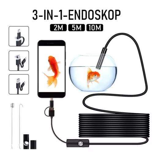 2-10M USB 6 LED Endoskop Wasserdicht Endoscope Kamera Inspektion für Android