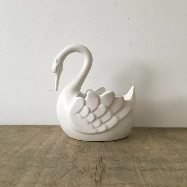 Vintage Ceramic Pereiras Portugal White Swan Bird Planter Jardiniere Plant Pot