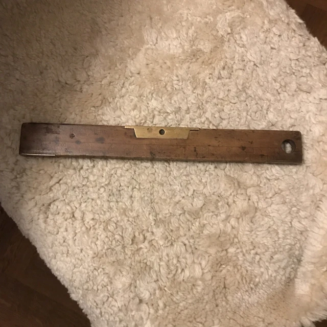 altes Werkzeug aus England Wasserwaage Mit Maßband Holz Messing