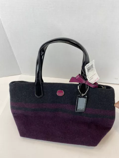Nwt Coach Signature Stripe Wool Stripe Lunch Tote Coach F24786