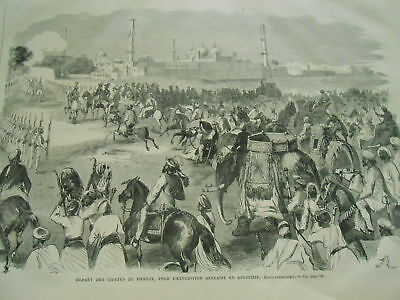 1868 engraving-departure of cipayes mumbai expedition in Abyssinia