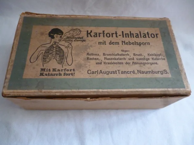 Karfort-Inhalator antiker Inhalator der Fa August Tancre Originalkarton