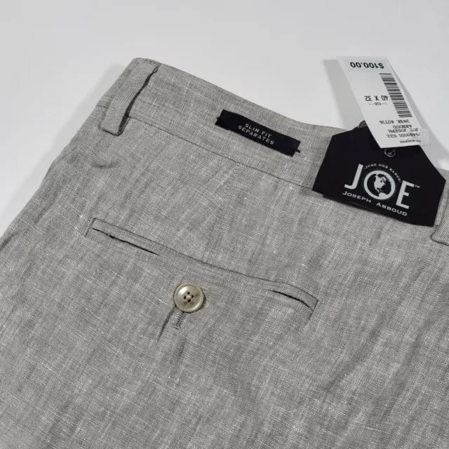 Joseph Abboud Men's LINEN Dress Pants Slim Fit Size 40x32 LIGHT Grey - NEW