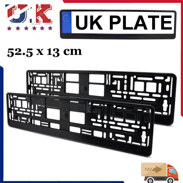 FRONT BACK License Number Plate Surround Holder BLACK Universal for Car Van UK