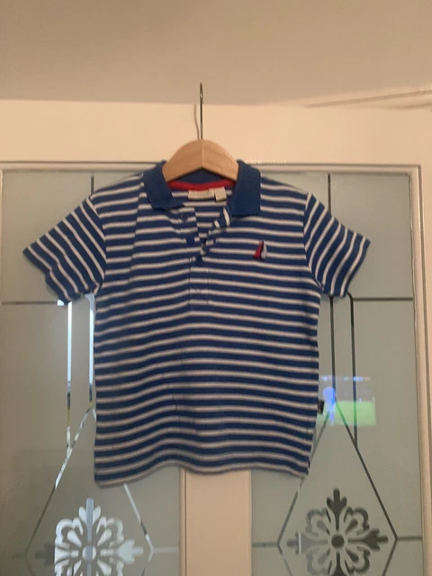 Polo A Righe Ragazzi Jojo Mamma Bebe Blu E Bianca Top Età 3-4 Anni In Perfette Condizioni
