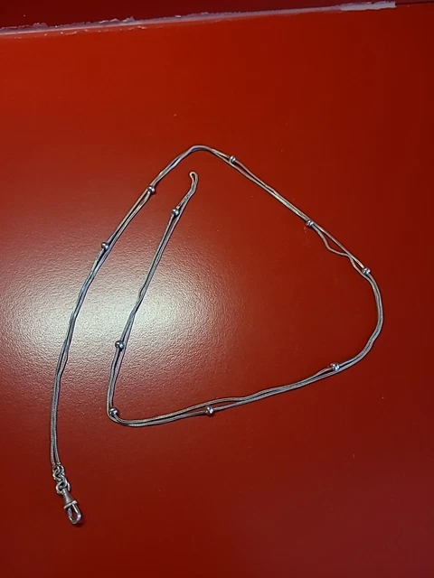 Chaine Sautoir Ancienne Pour Montre Gousset En Argent Massif - Longueur 115 Cm - Style Vintage Et élégant