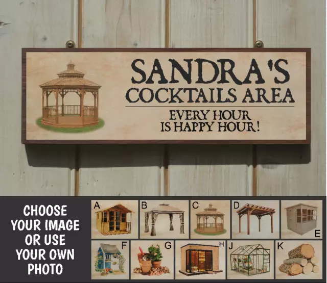 Cocktails Sign Garden Sign Handmade To Order Bespoke Sign Own Image Own Wording