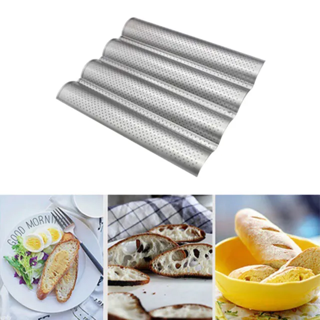 Non-Stick Baguette Baking Tray 4 Wave Bread Mold French Loaf Tin Cake Plate Tool