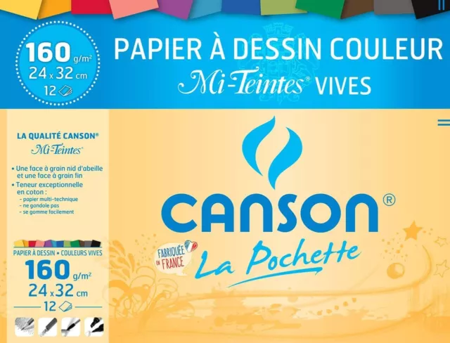 CANSON Künstlerpapier Mi Teintes 320 x 240 mm farbig 12 Blatt