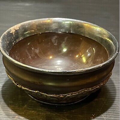 Wonderful old stunning Silver unique amber wonderful silver old bowl