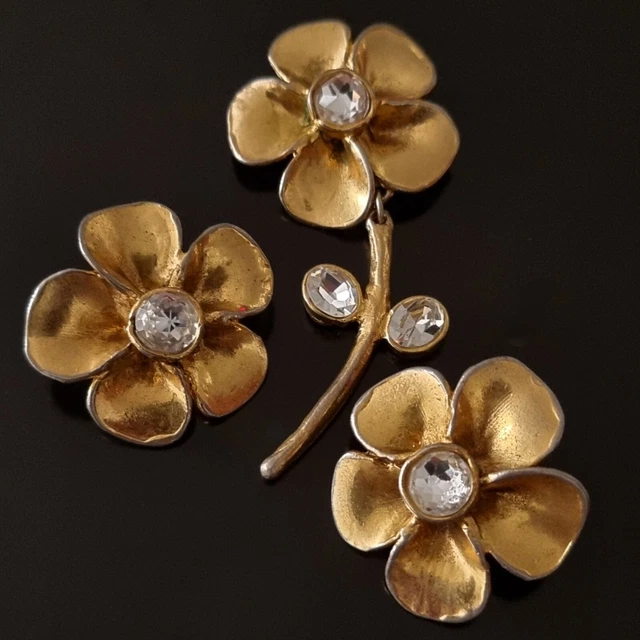 Boucles D'oreilles Vintage Ikuo Ichimori Paris Designer Rare - Clips Doré Occasion Excellent état