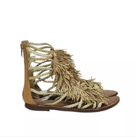 Sam Edelman Gisela Gisela Fringed Metallic Leather Gladiator Sandals Size 7 M 3