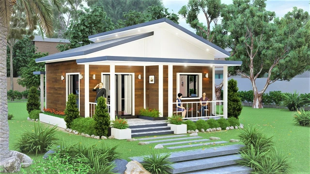 Custom Tiny Modern House Plans 522 sq.ft - 2 Bed & 1 Bath Room with CAD File