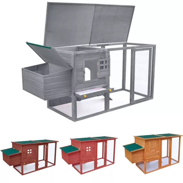 75.6'' Outdoor Chicken Coop Wooden Backyard Nest Box Hen Pet House Rabbit Hutch