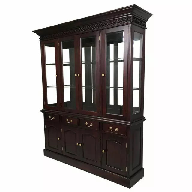 Solid Mahogany Wood Display Cabinet Large 4 Door Antique Colonial Style